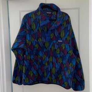Vintage rare 1991 leaf patterned Spears Patagonia Synchilla fleece T-neck Sz XL